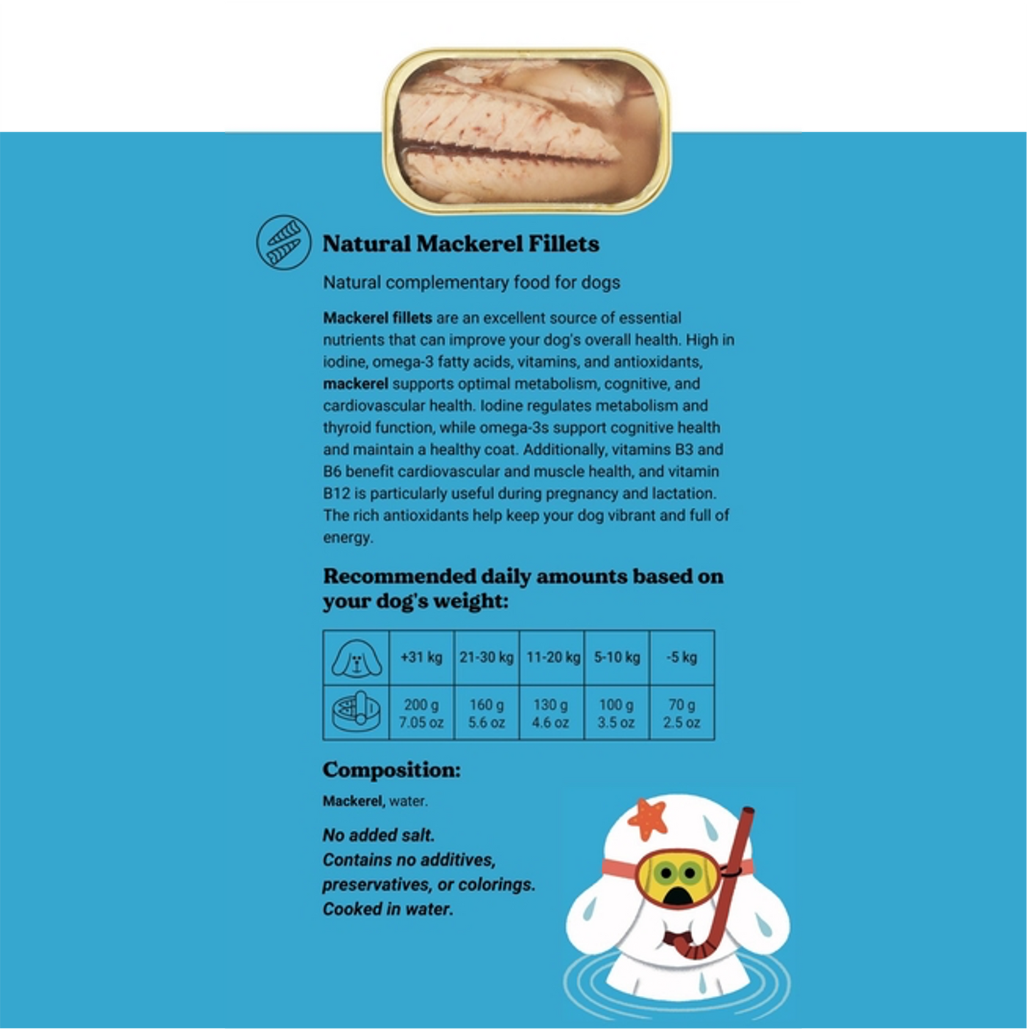 Makreelfilets in blik voor honden