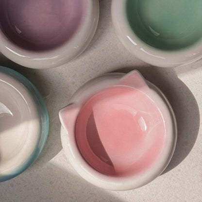 Keramische voerbak met kattenoortjes