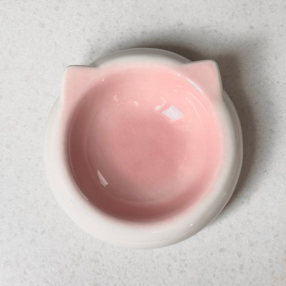 Keramische voerbak met kattenoortjes