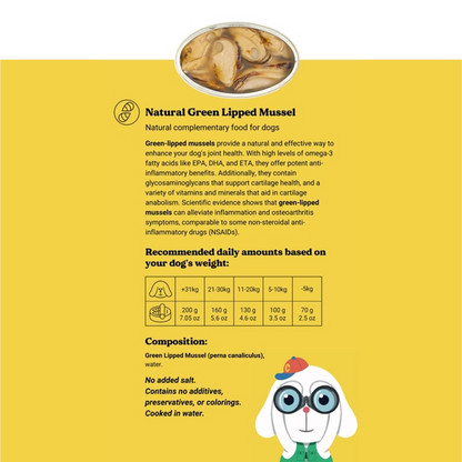 Groenlipmossels in blik voor honden